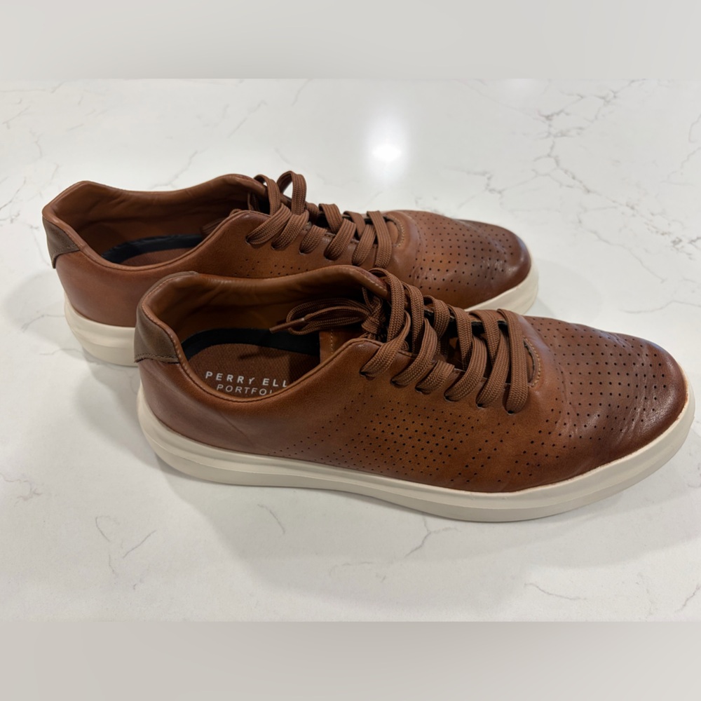 Perry Ellis Tan Leather Sneakers